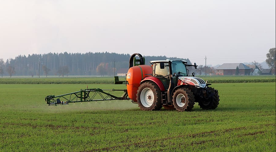 a tractor in the field