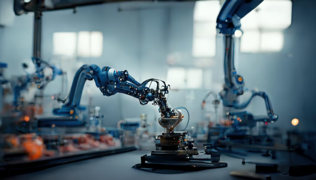 industrial robots on the manufactory