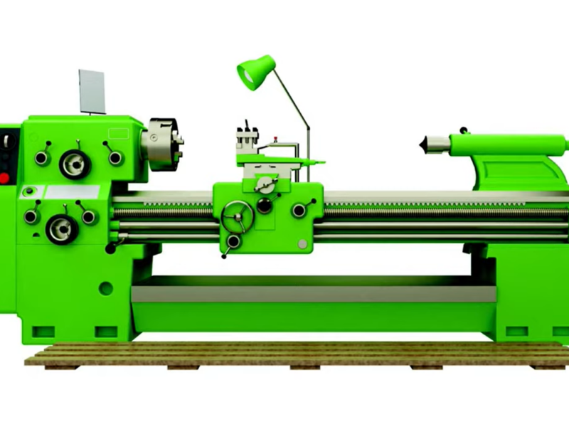 A green lathe machine