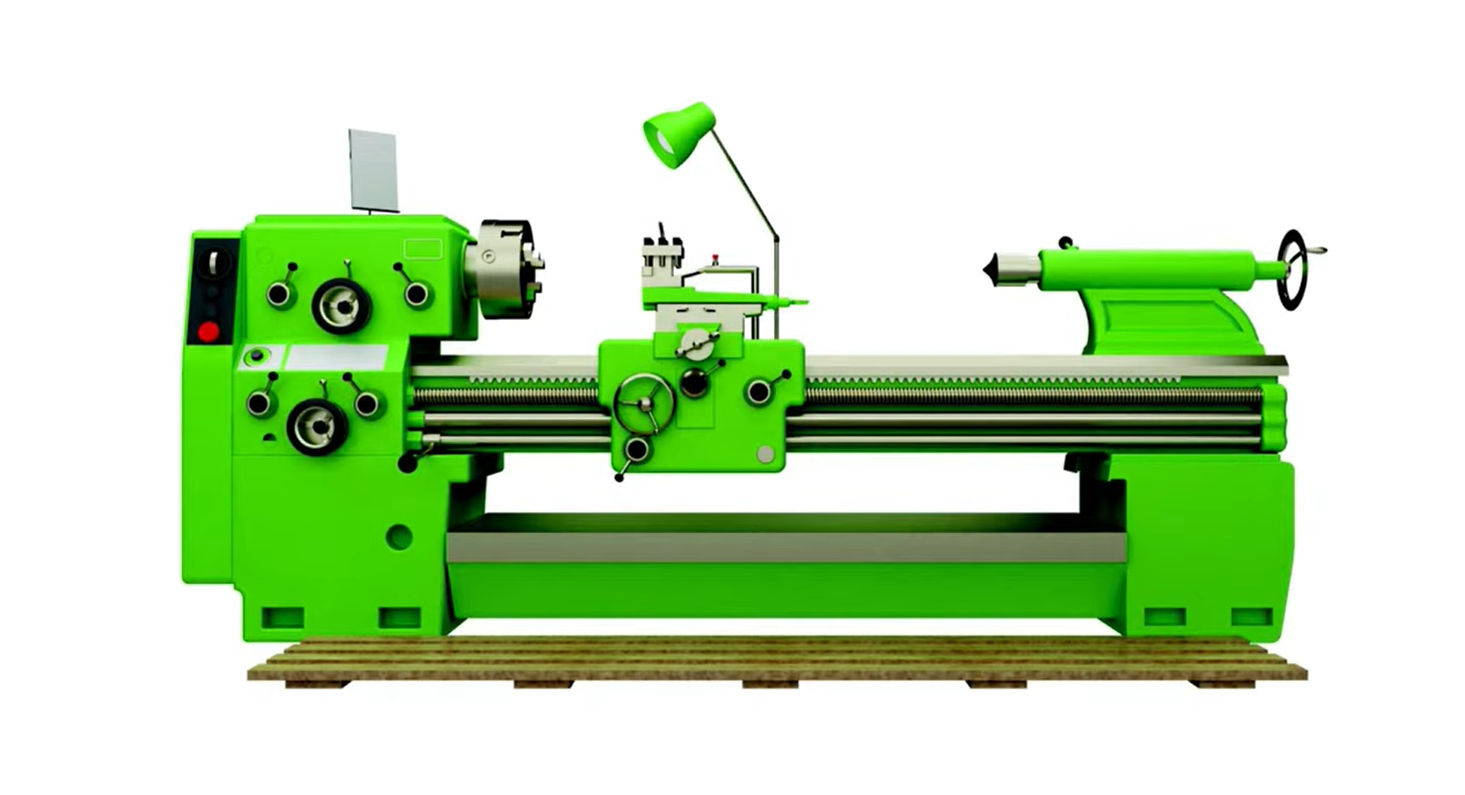 A green lathe machine