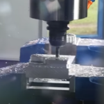 Close-up image of a three-axis CNC machine